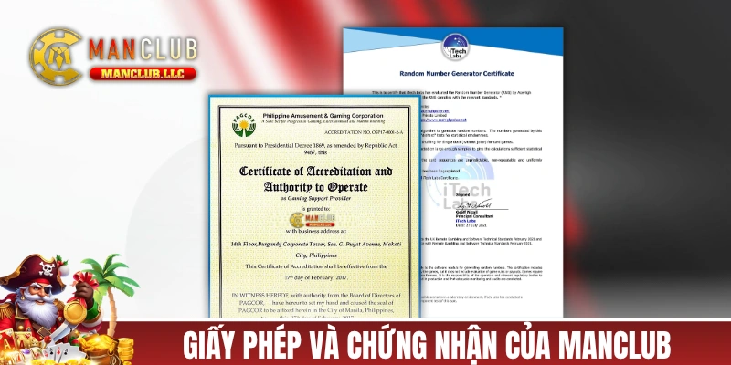 Các giấy phép và chứng nhận quan trọng của MANCLUB