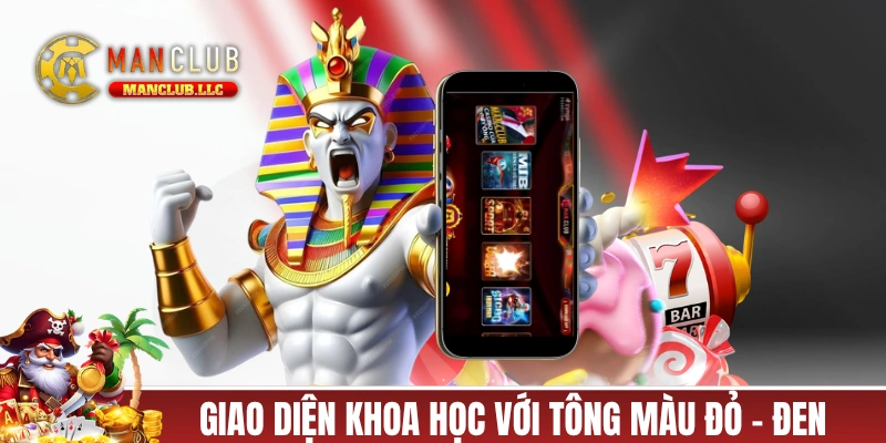 Giao diện khoa học với tông màu đỏ - đen của MANCLUB