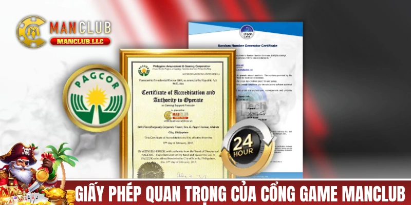 Những giấy phép quan trọng của cổng game MANCLUB